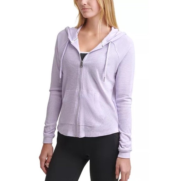 Calvin Klein Women's Waffle knit Light Purple  Zip Hoodie 2X - Picture 1 of 3